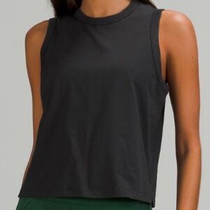 Lululemon Classic Fit Cotton Blend Tank Top Black Knit Workout Athleisure Move 8